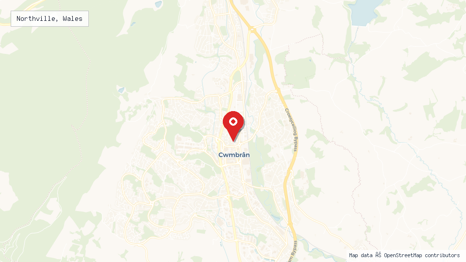 Street map of Northville, Wales with location pin