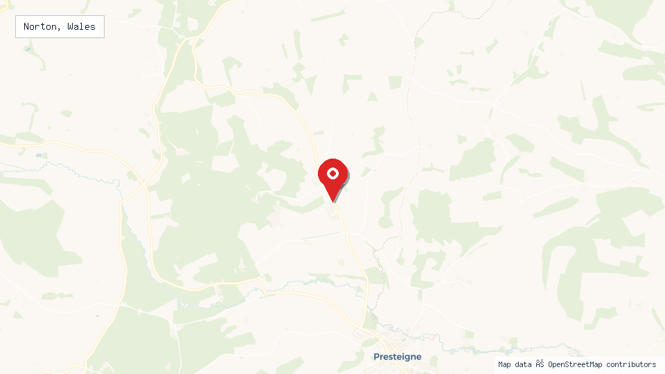 Street map of Norton, Wales with location pin
