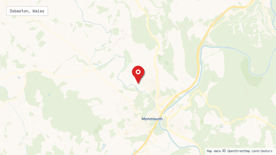 Street map of Osbaston, Wales with location pin