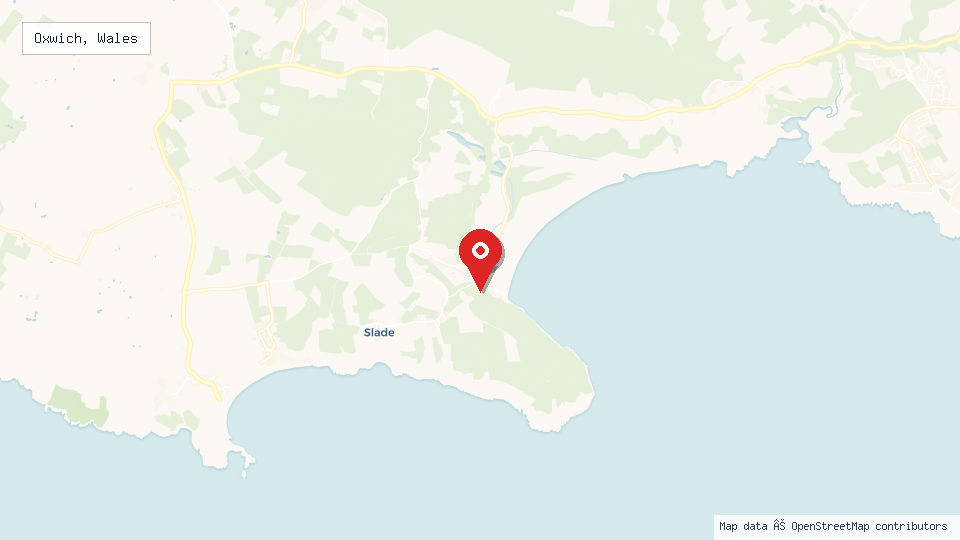 Street map of Oxwich, Wales with location pin