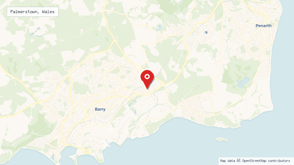 Street map of Palmerstown, Wales with location pin