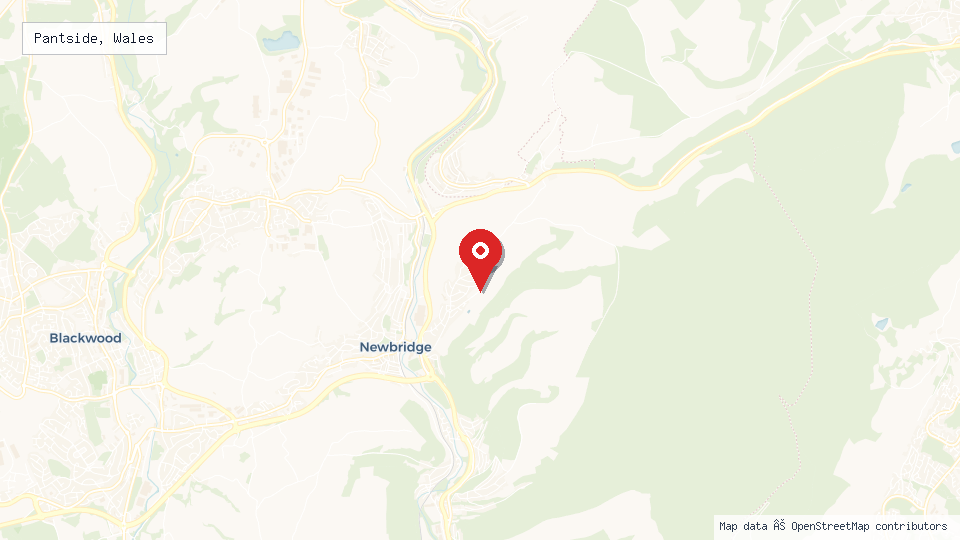 Street map of Pantside, Wales with location pin