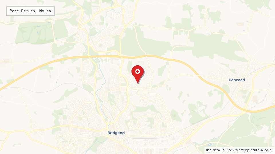 Street map of Parc Derwen, Wales with location pin