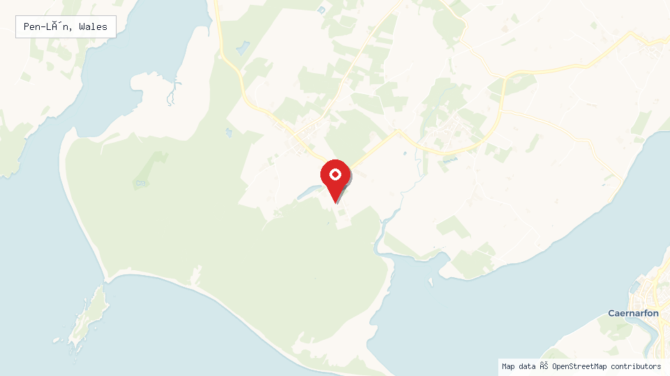 Street map of Pen-Lôn, Wales with location pin