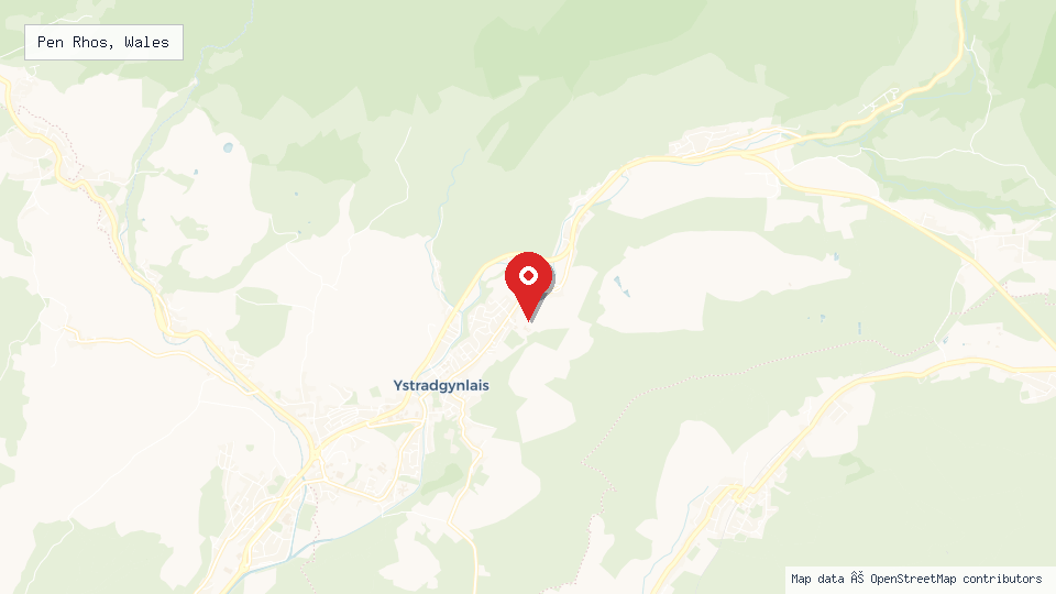 Street map of Pen Rhos, Wales with location pin
