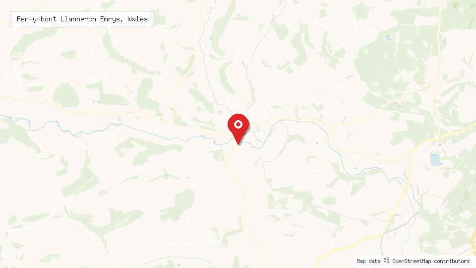 Street map of Pen-y-bont Llannerch Emrys, Wales with location pin