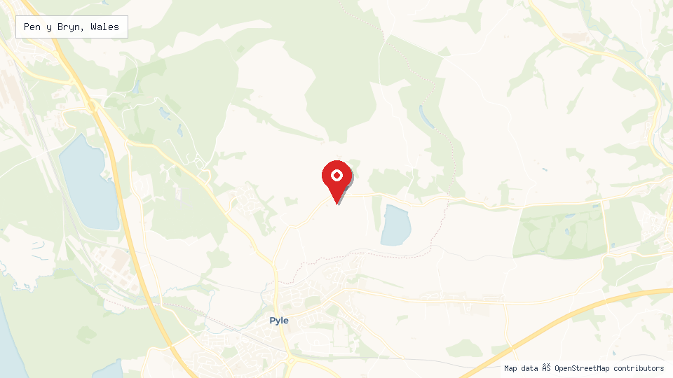 Street map of Pen y Bryn, Wales with location pin