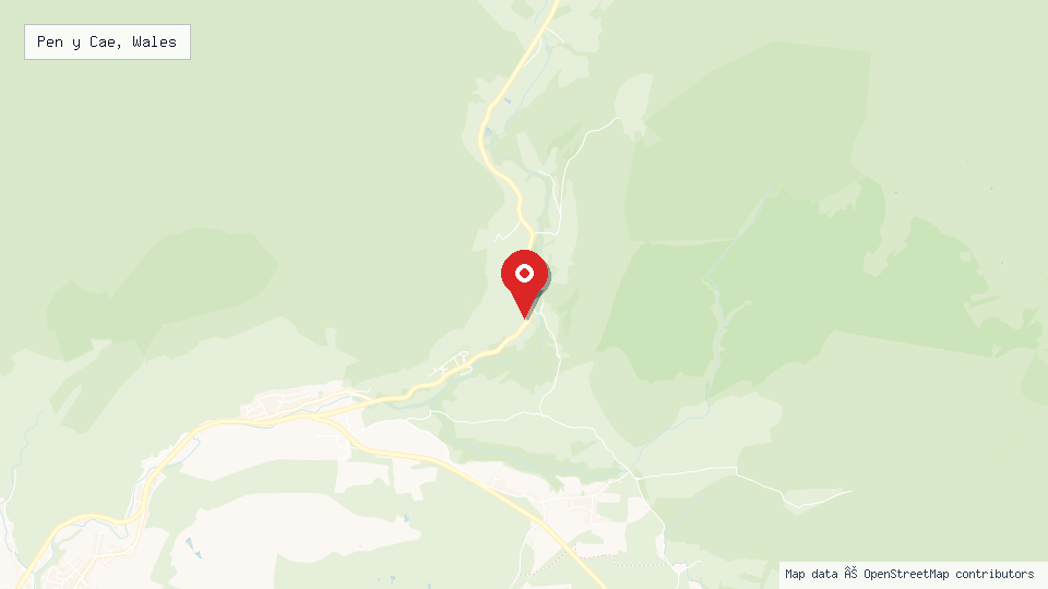 Street map of Pen y Cae, Wales with location pin