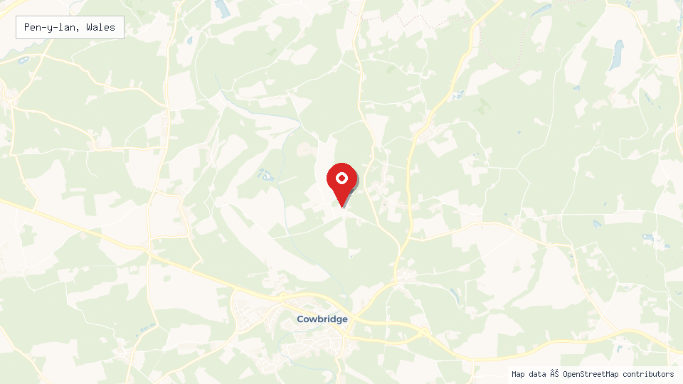 Street map of Pen-y-lan, Wales with location pin