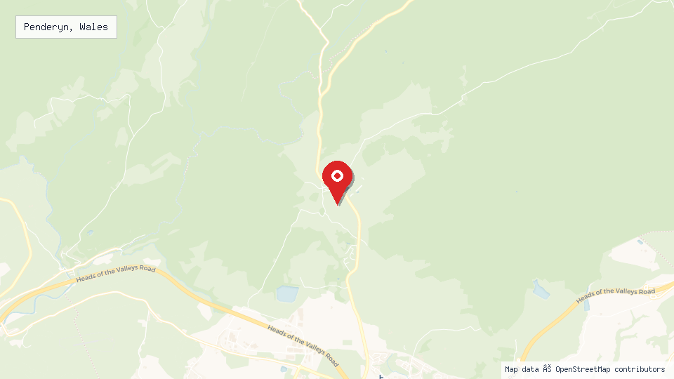 Street map of Penderyn, Wales with location pin