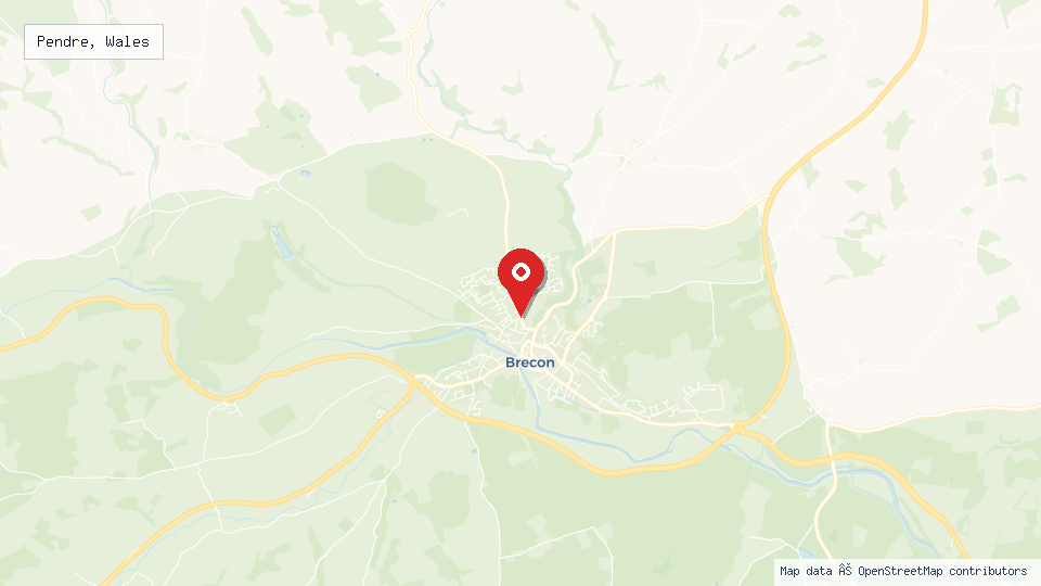 Street map of Pendre, Wales with location pin