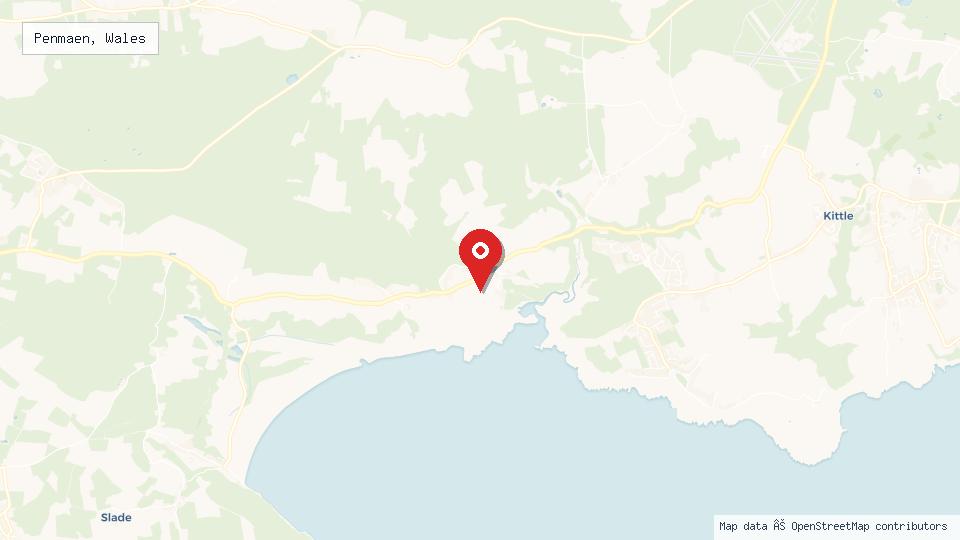 Street map of Penmaen, Wales with location pin