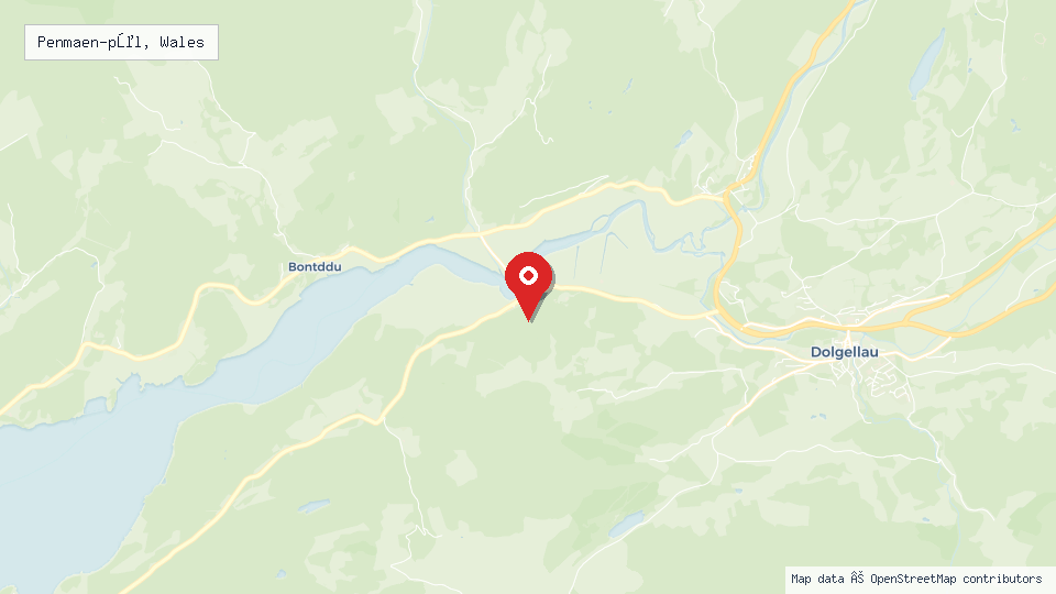 Street map of Penmaen-pŵl, Wales with location pin