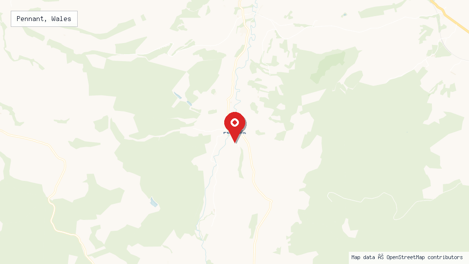 Street map of Pennant, Wales with location pin