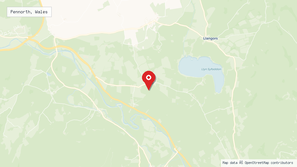 Street map of Pennorth, Wales with location pin
