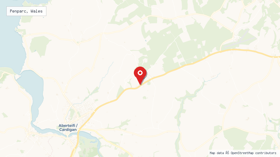 Street map of Penparc, Wales with location pin