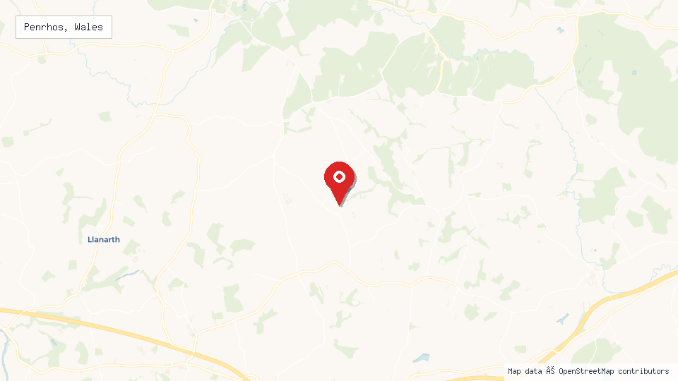 Street map of Penrhos, Wales with location pin
