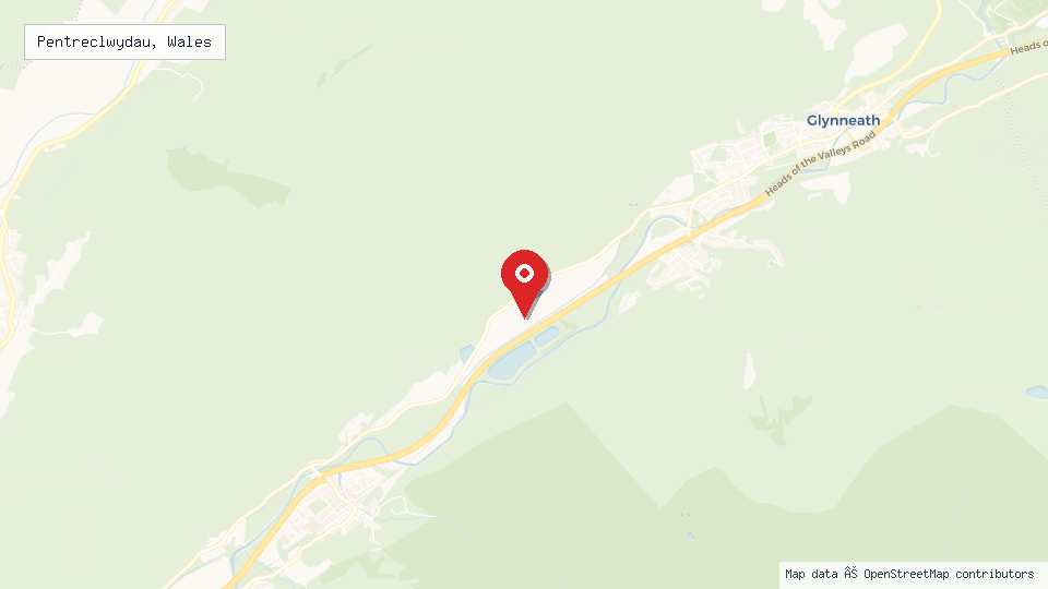 Street map of Pentreclwydau, Wales with location pin