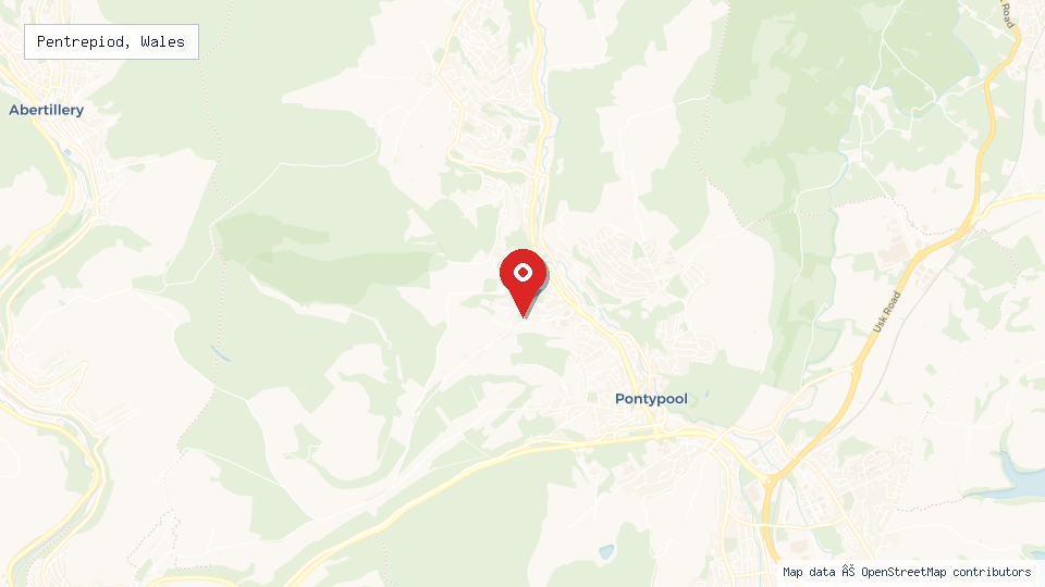 Street map of Pentrepiod, Wales with location pin