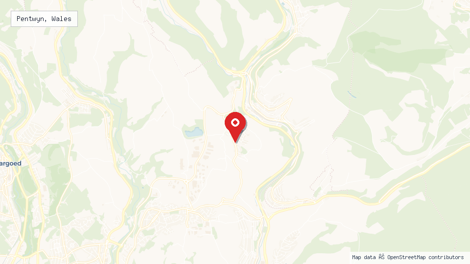 Street map of Pentwyn, Wales with location pin