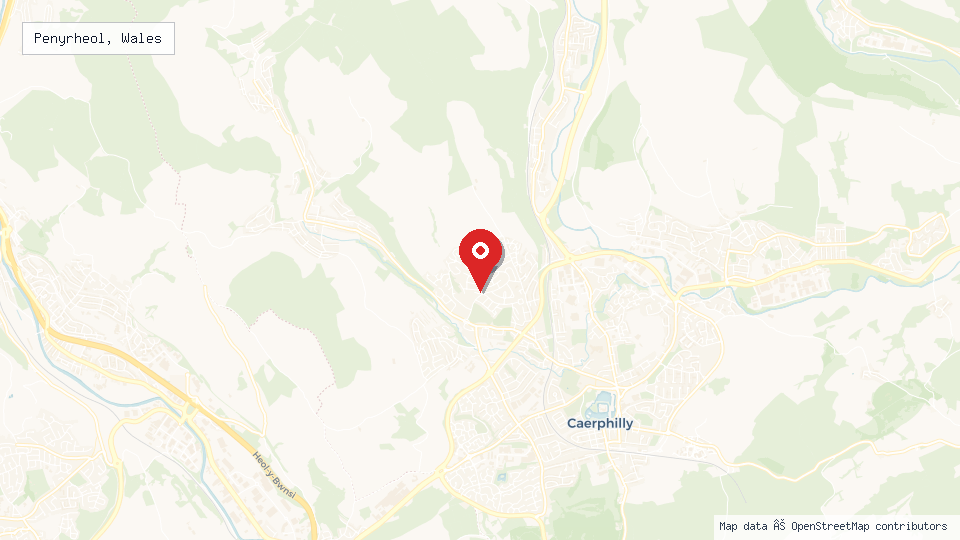 Street map of Penyrheol, Wales with location pin