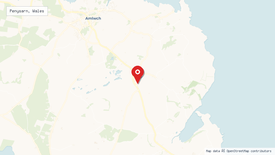 Street map of Penysarn, Wales with location pin