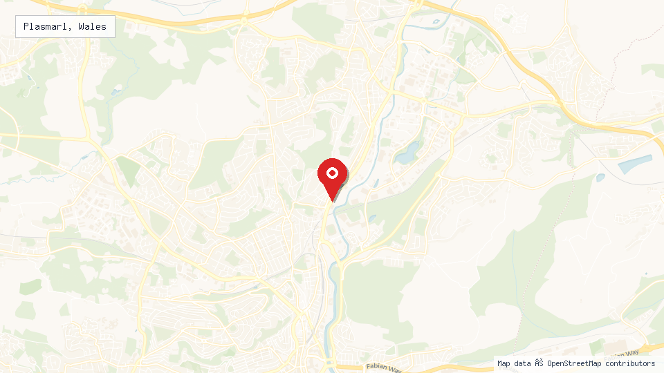 Street map of Plasmarl, Wales with location pin