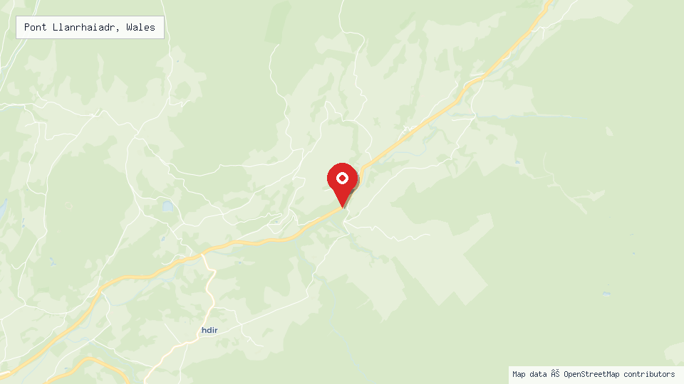 Street map of Pont Llanrhaiadr, Wales with location pin