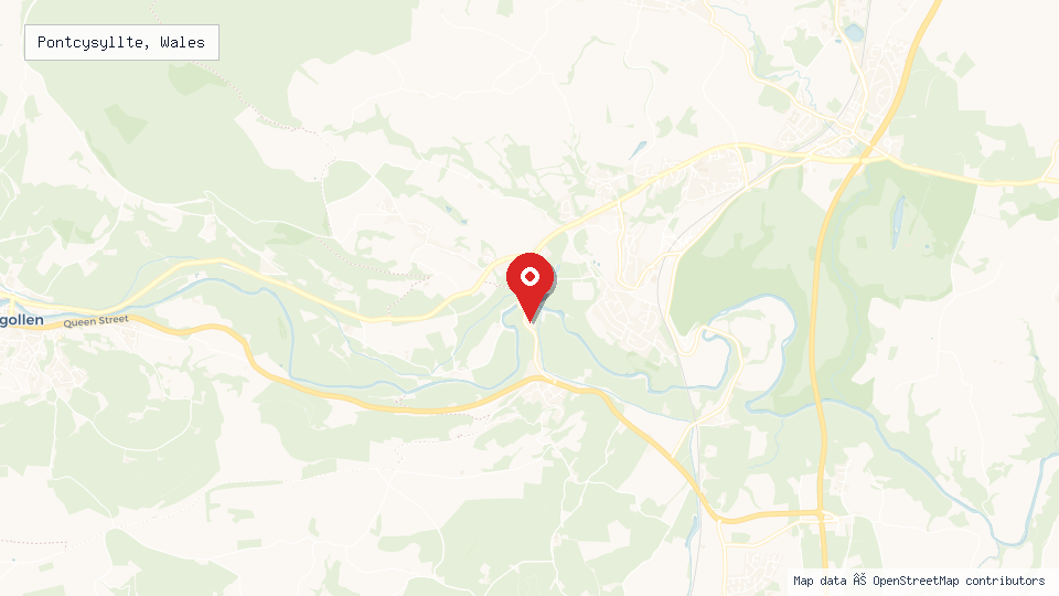 Street map of Pontcysyllte, Wales with location pin