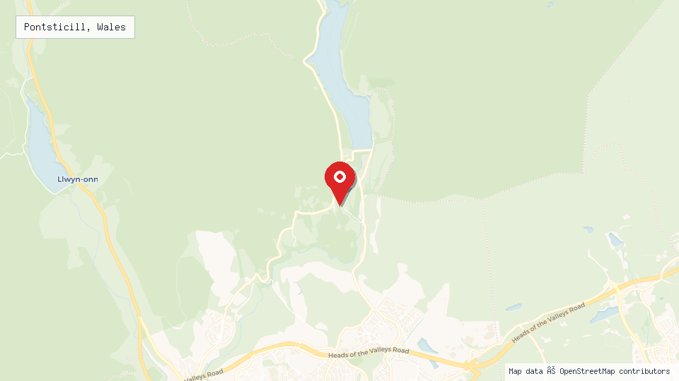Street map of Pontsticill, Wales with location pin