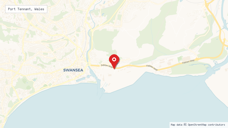 Street map of Port Tennant, Wales with location pin
