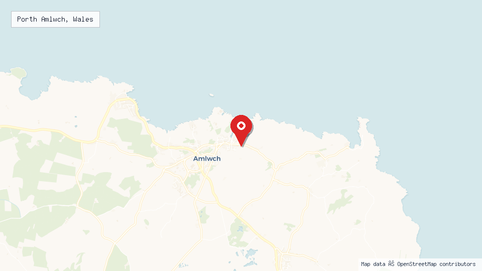 Street map of Porth Amlwch, Wales with location pin