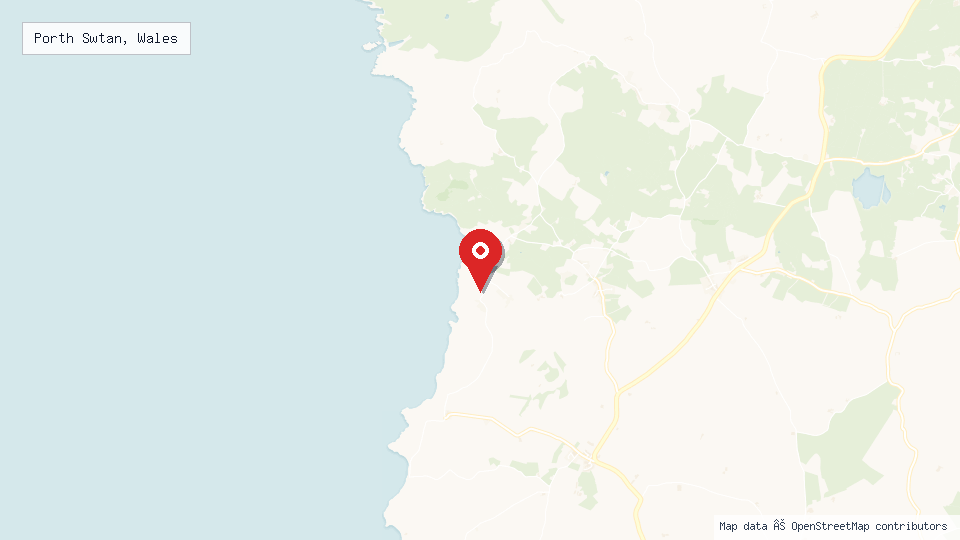 Street map of Porth Swtan, Wales with location pin