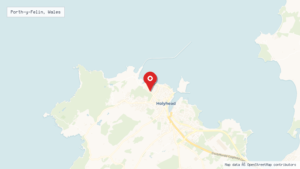 Street map of Porth-y-Felin, Wales with location pin