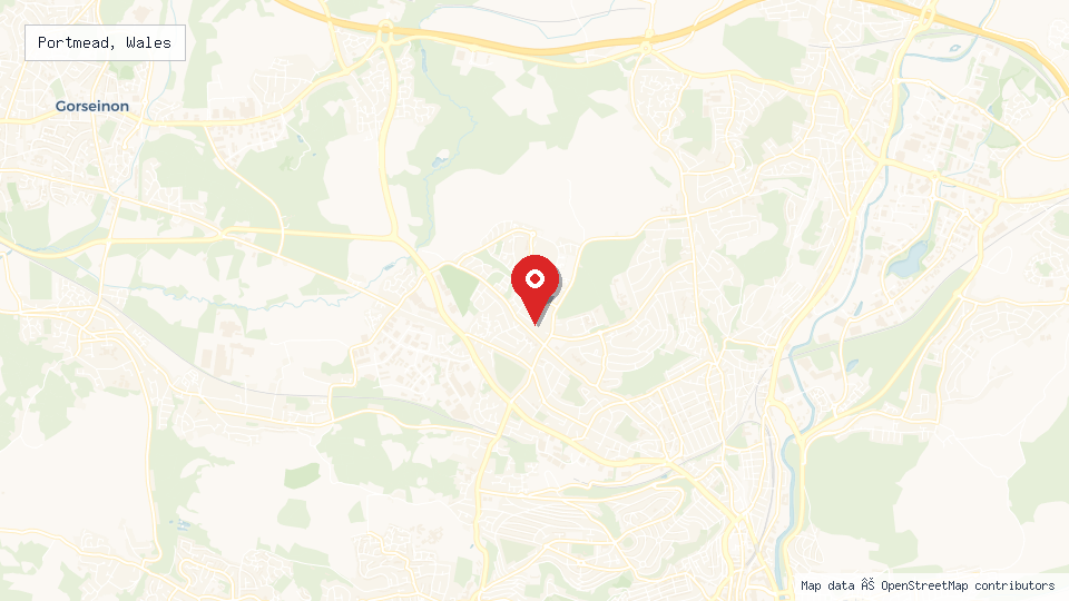 Street map of Portmead, Wales with location pin