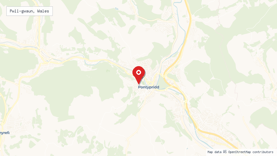 Street map of Pwll-gwaun, Wales with location pin