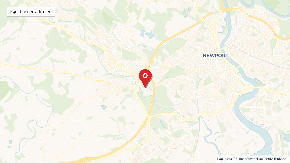 Street map of Pye Corner, Wales with location pin