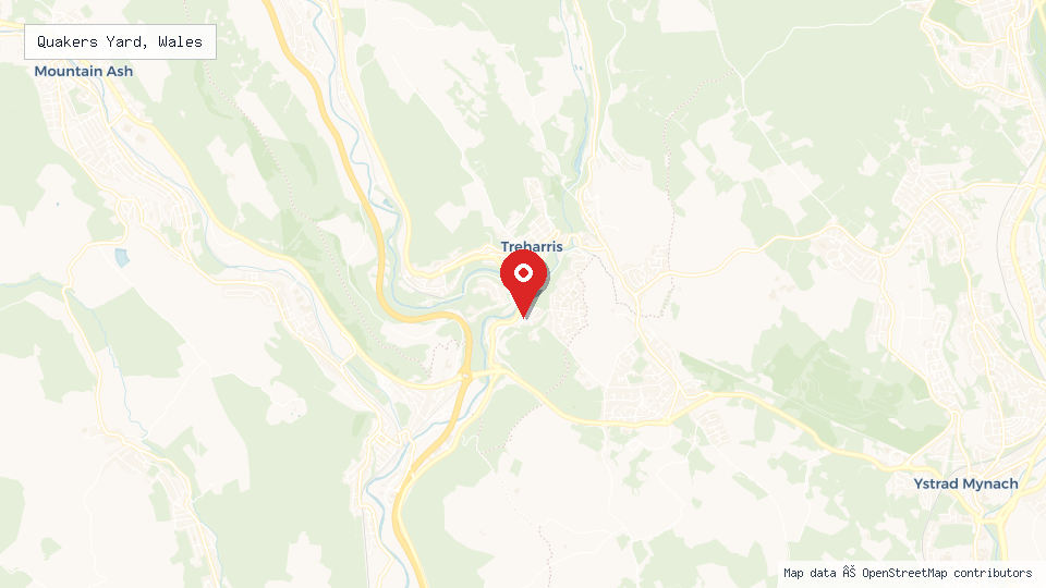 Street map of Quakers Yard, Wales with location pin