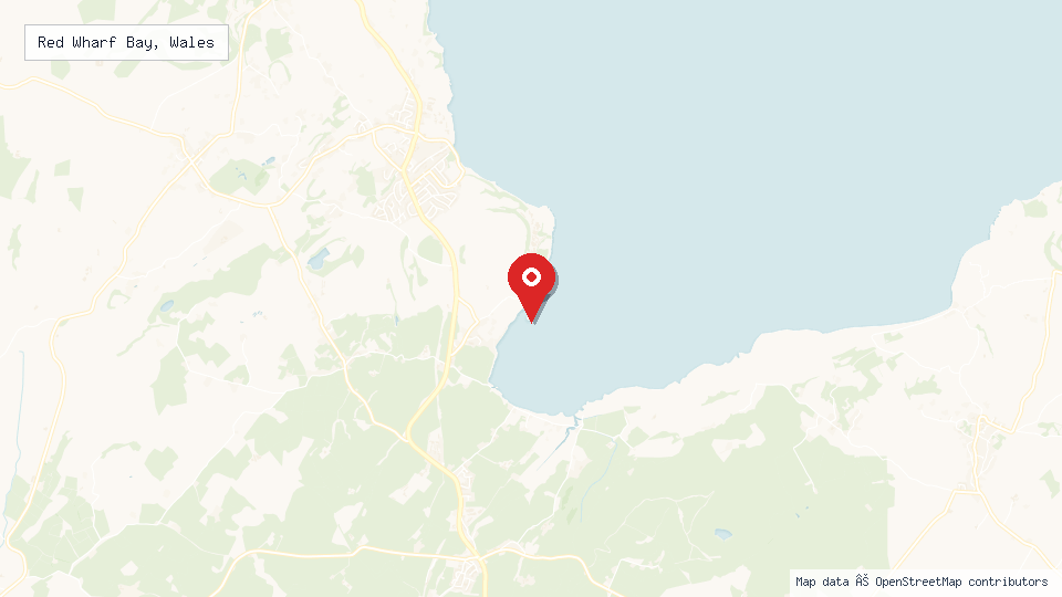 Street map of Red Wharf Bay, Wales with location pin