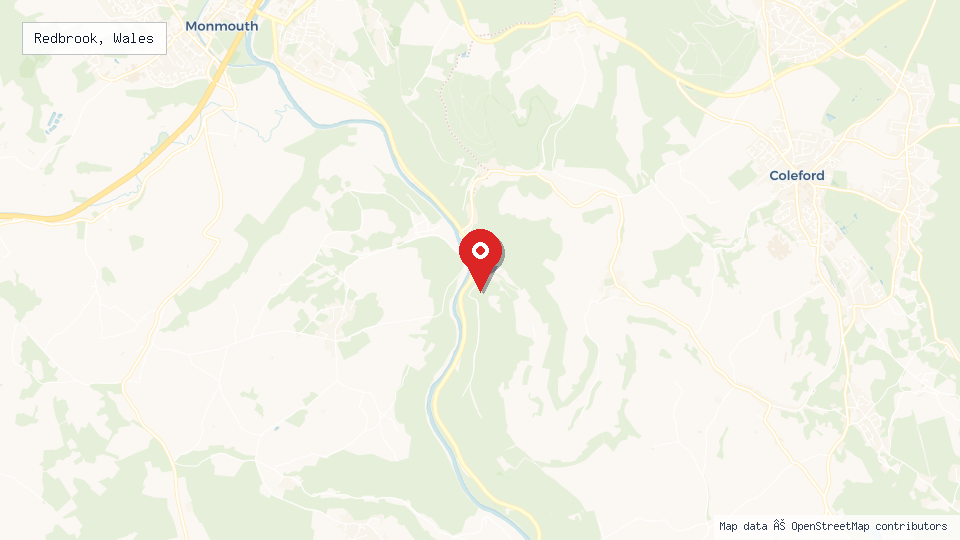 Street map of Redbrook, Wales with location pin