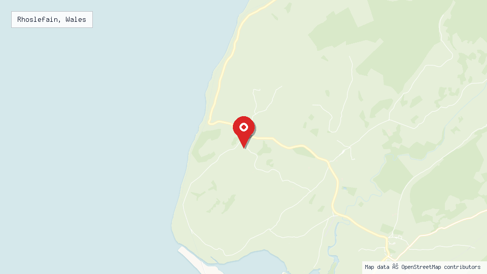 Street map of Rhoslefain, Wales with location pin