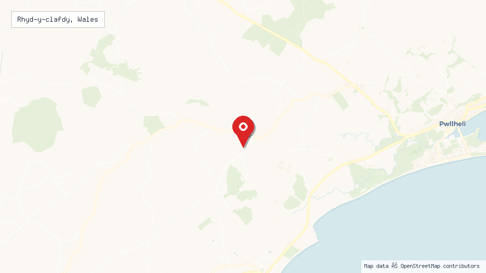 Street map of Rhyd-y-clafdy, Wales with location pin