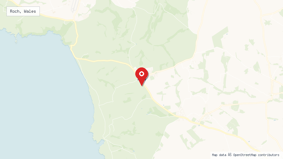 Street map of Roch, Wales with location pin