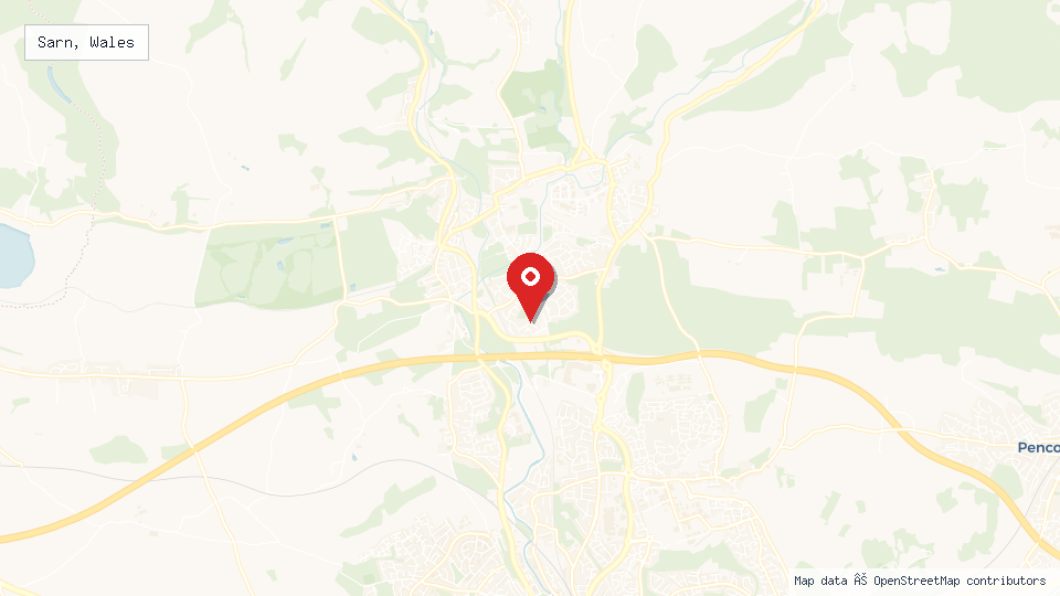 Street map of Sarn, Wales with location pin