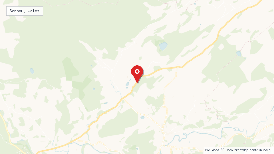 Street map of Sarnau, Wales with location pin