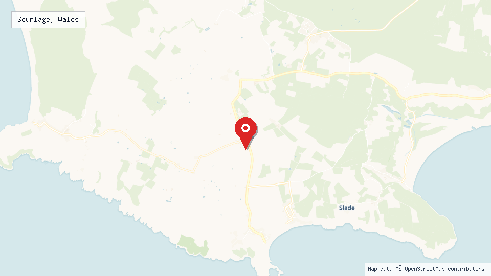 Street map of Scurlage, Wales with location pin
