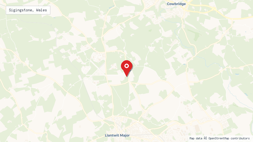 Street map of Sigingstone, Wales with location pin