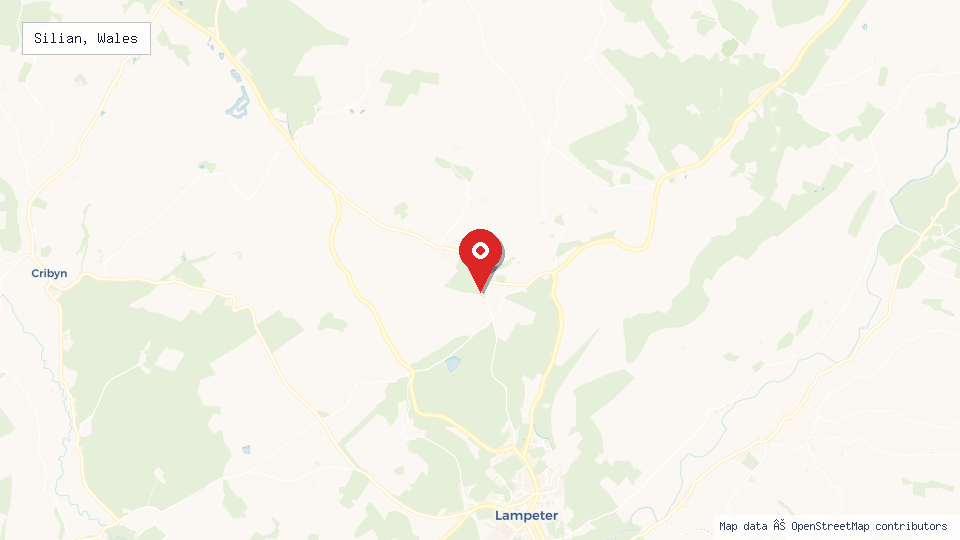 Street map of Silian, Wales with location pin