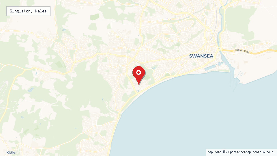 Street map of Singleton, Wales with location pin