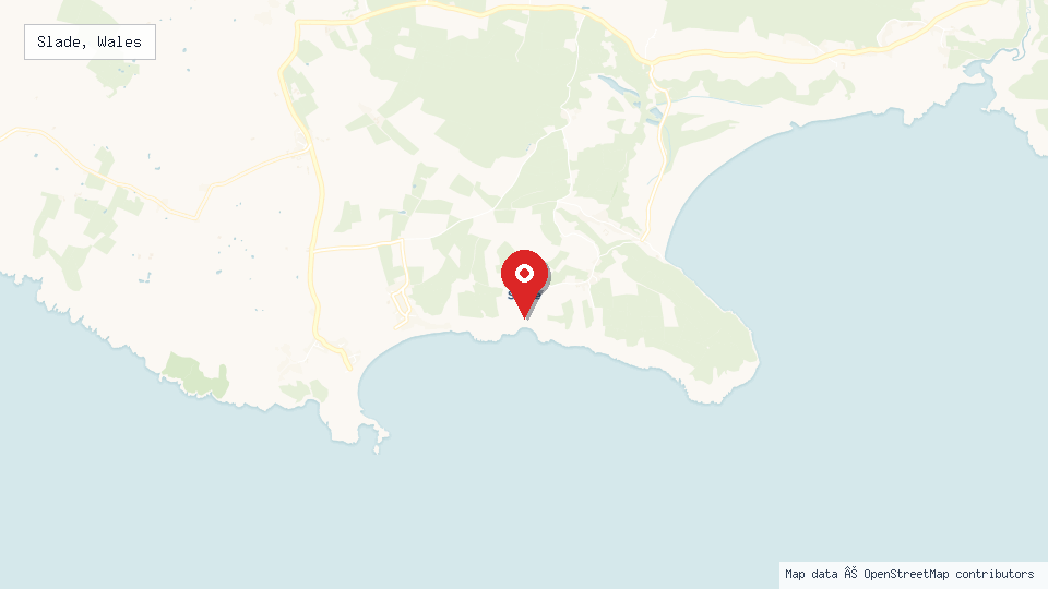 Street map of Slade, Wales with location pin